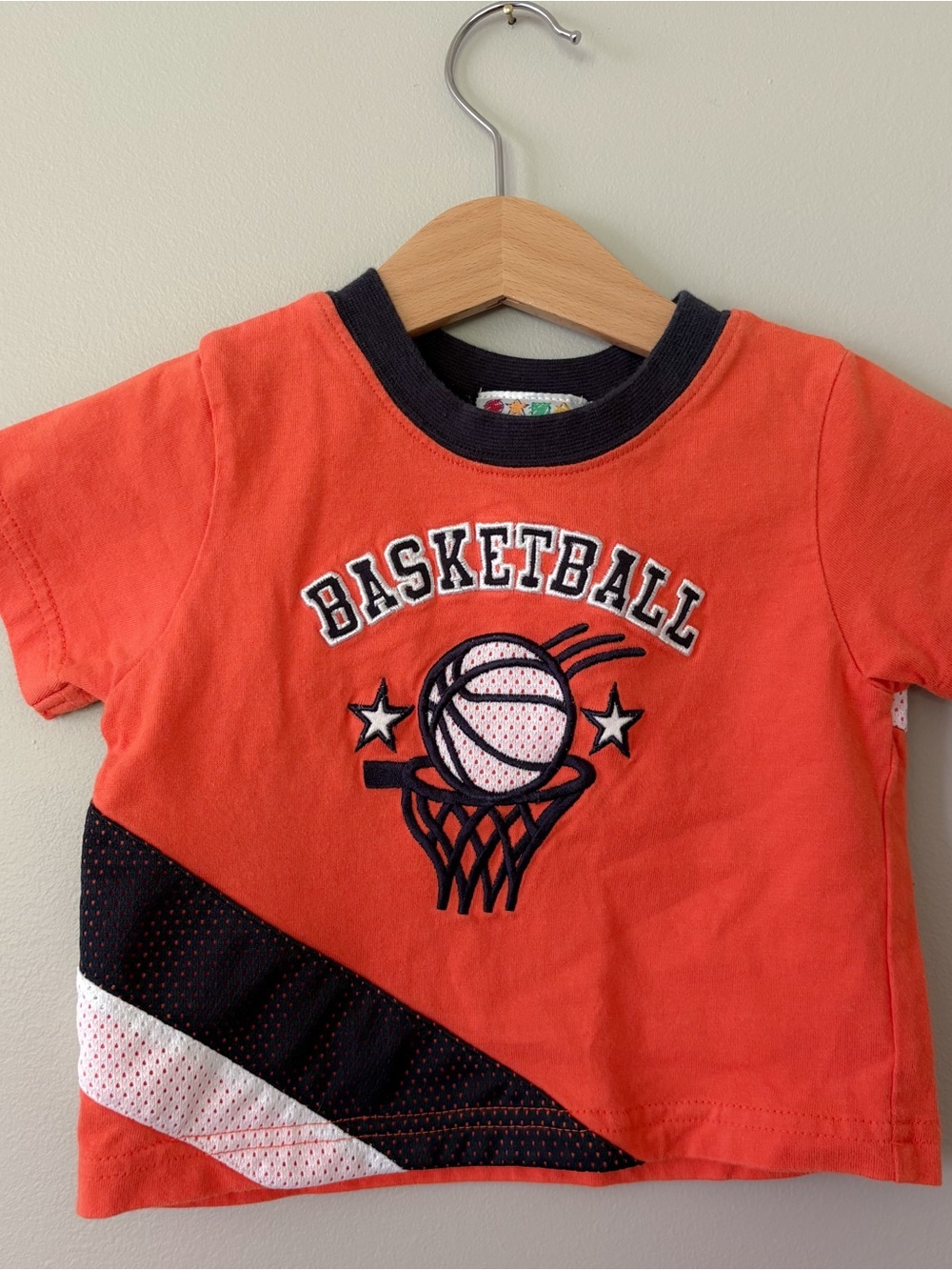 Vintage miniwear Orange Basketball Graphic Tee with Navy Trim